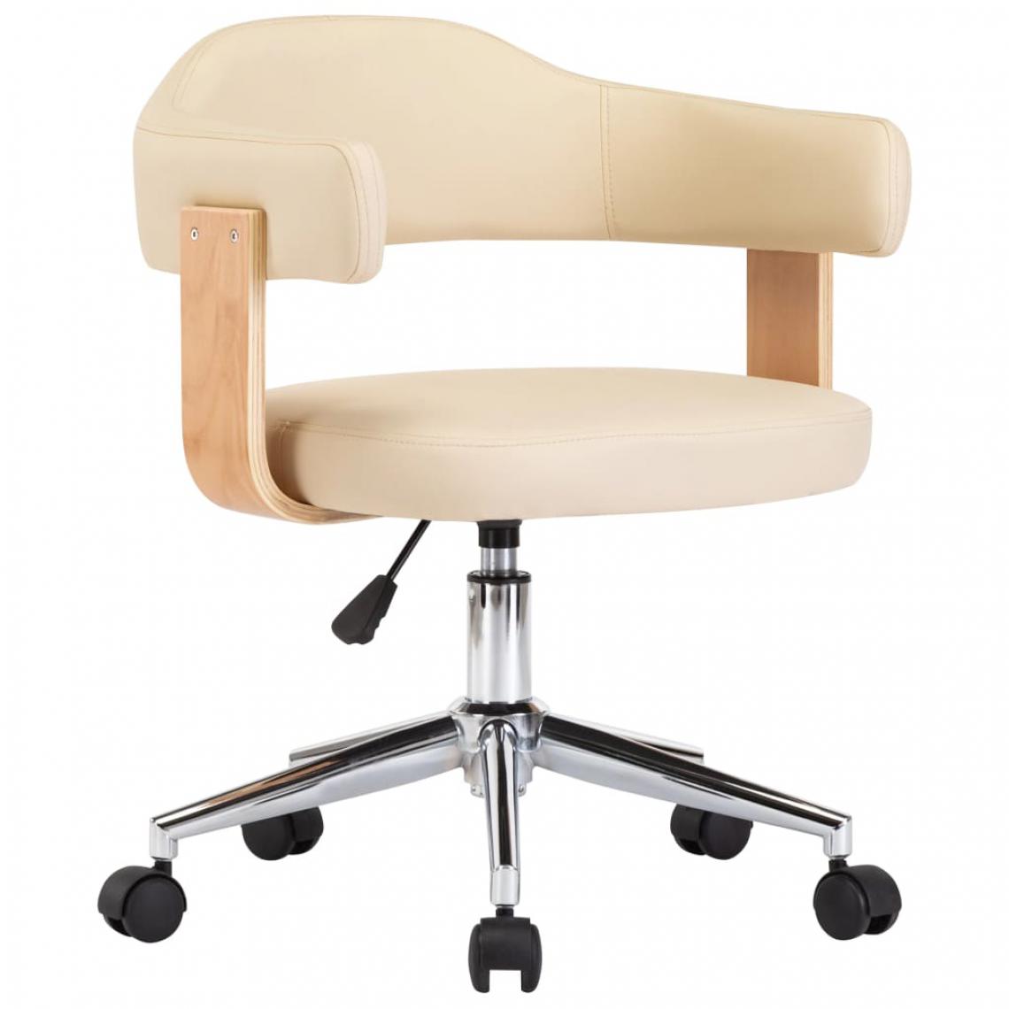 Icaverne - Icaverne - Chaises de bureau ensemble Chaise pivotante de bureau Crème Bois courbé et similicuir - Chaises
