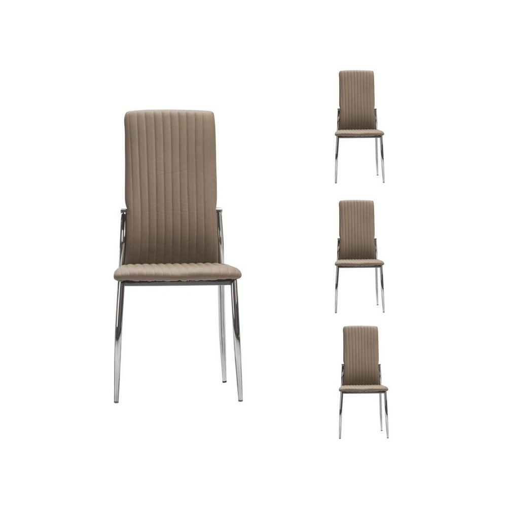 Tousmesmeubles - Quatuor de chaises Simili cuir Cappuccino - MERLAIN - Chaises