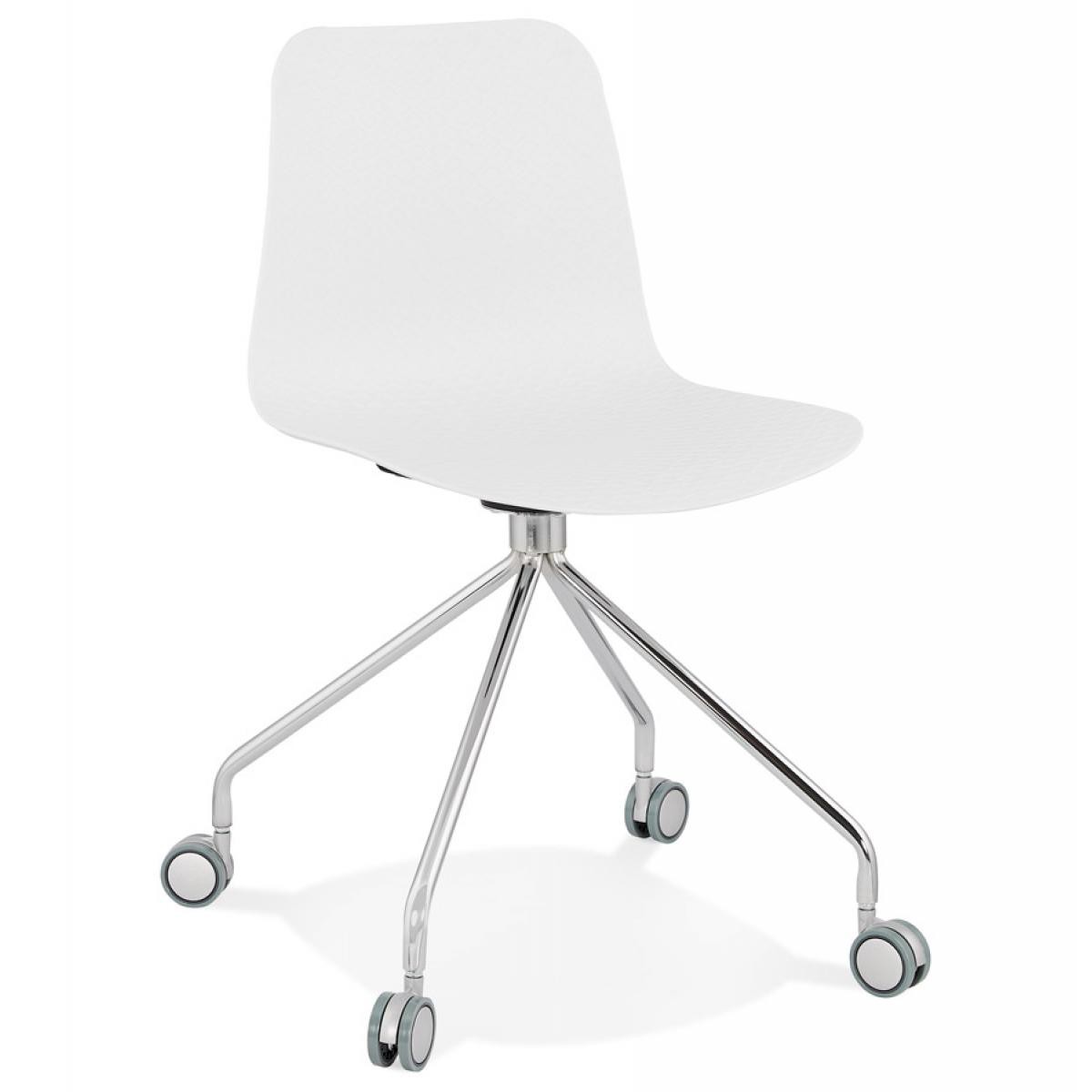 Alterego - Chaise design de bureau 'SLIK' blanche sur roulettes - Chaises