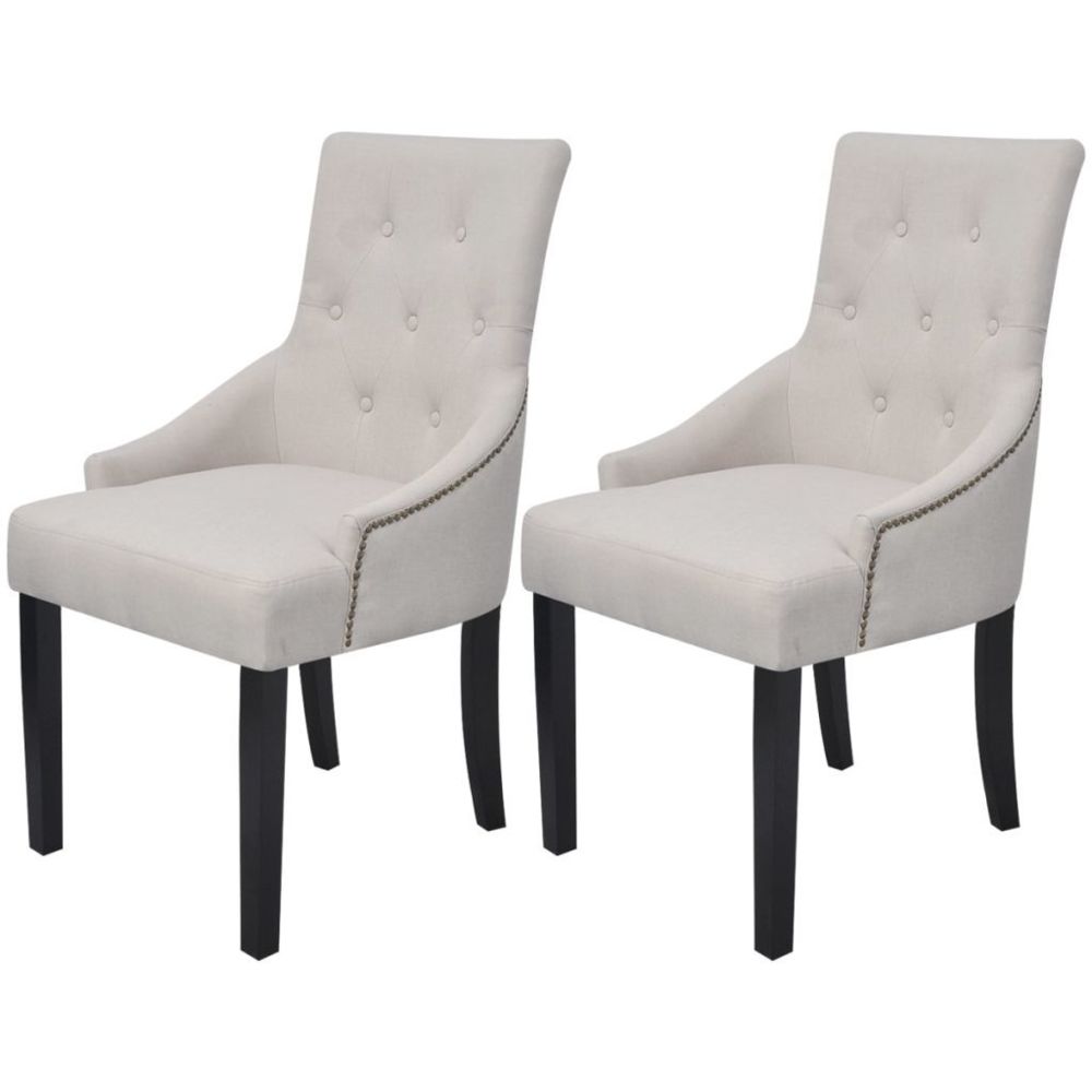 marque generique - Joli Fauteuils serie Apia 2 chaises pour la salle à manger Polyester Crème - Chaises