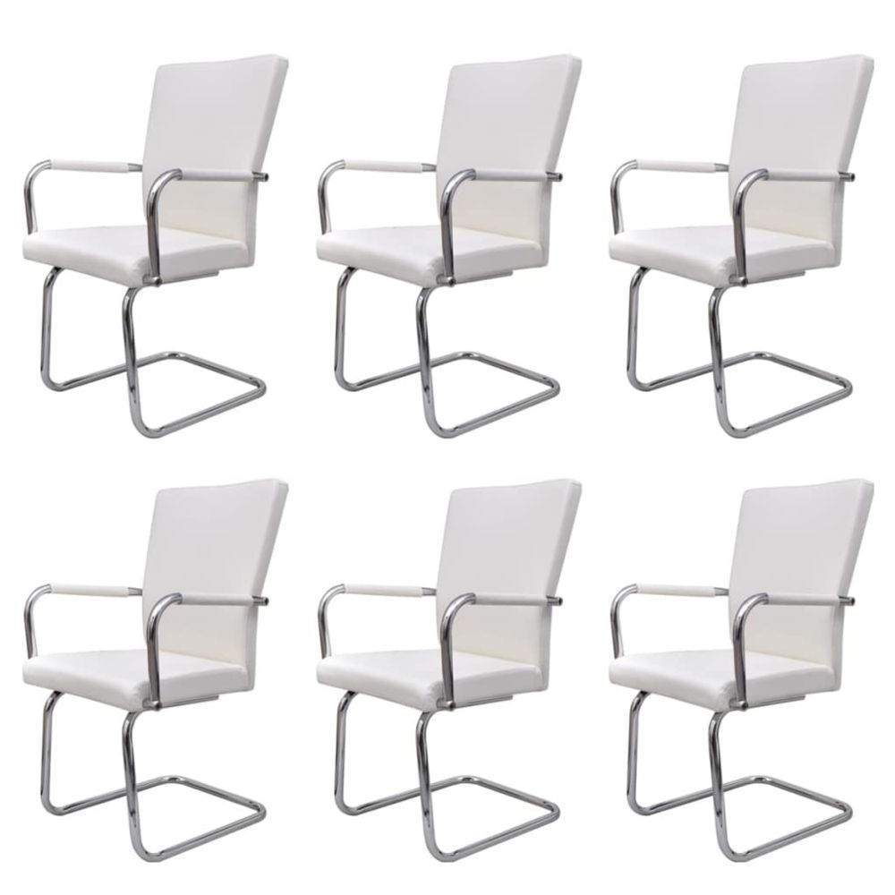 marque generique - Icaverne - Chaises de cuisine et de salle à manger ensemble Chaise de salle à manger 6 pcs Cuir artificiel Blanc - Chaises
