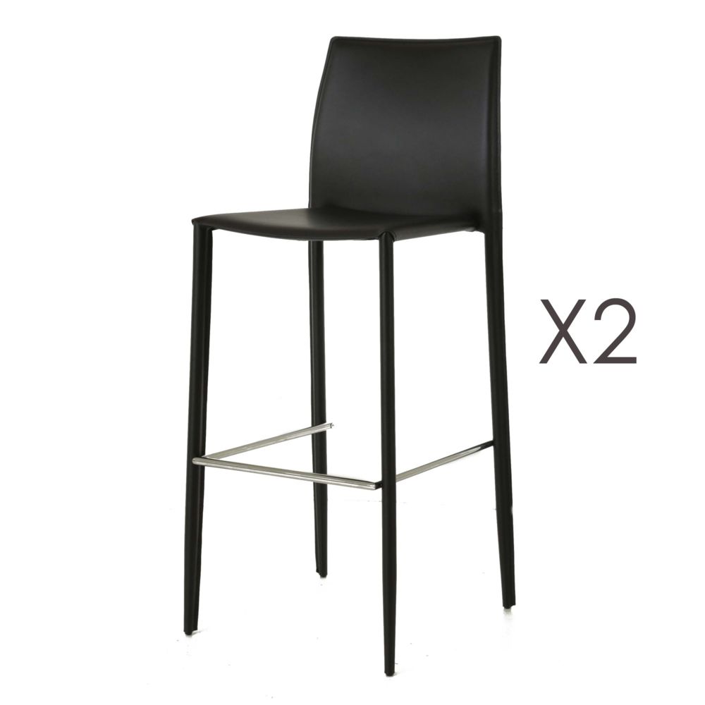 marque generique - Lot de 2 chaises de bar en simili-cuir coloris noir - BORA BORA - Chaises
