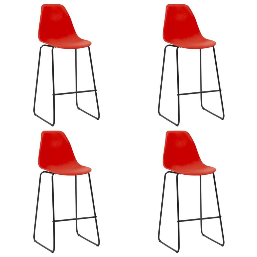 Vidaxl - vidaXL Chaises de bar 4 pcs Rouge Plastique - Tabourets