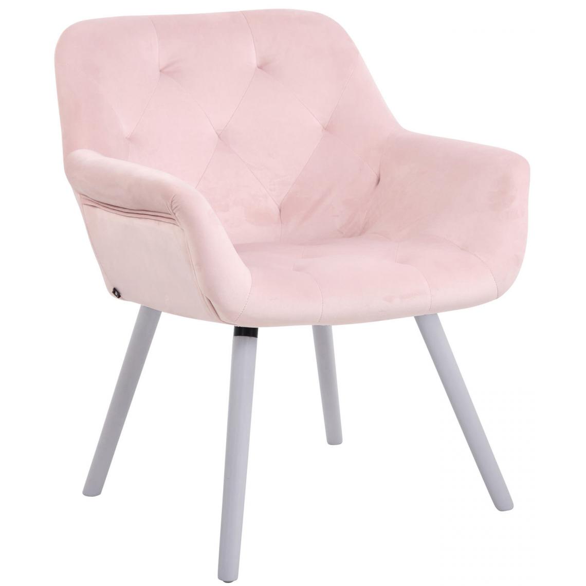 Icaverne - Contemporain Chaise de salle à manger reference Khartoum velours blanc (chêne) couleur rose - Chaises