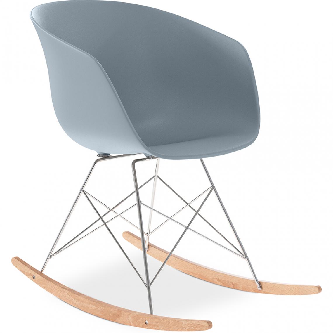 Iconik Interior - Rocking chair design scandinave avec pieds en bois et métal - Polin - Chaises