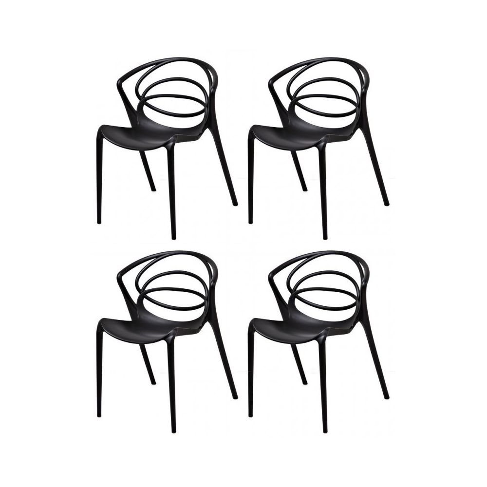 Meubletmoi - Lot 4 chaises de designers confort noires - GINA - Chaises