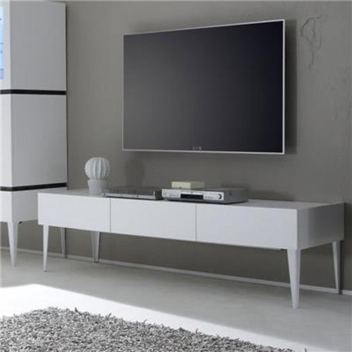 Nouvomeuble - Meuble TV design blanc mat VALERONA 2 - Meubles TV, Hi-Fi