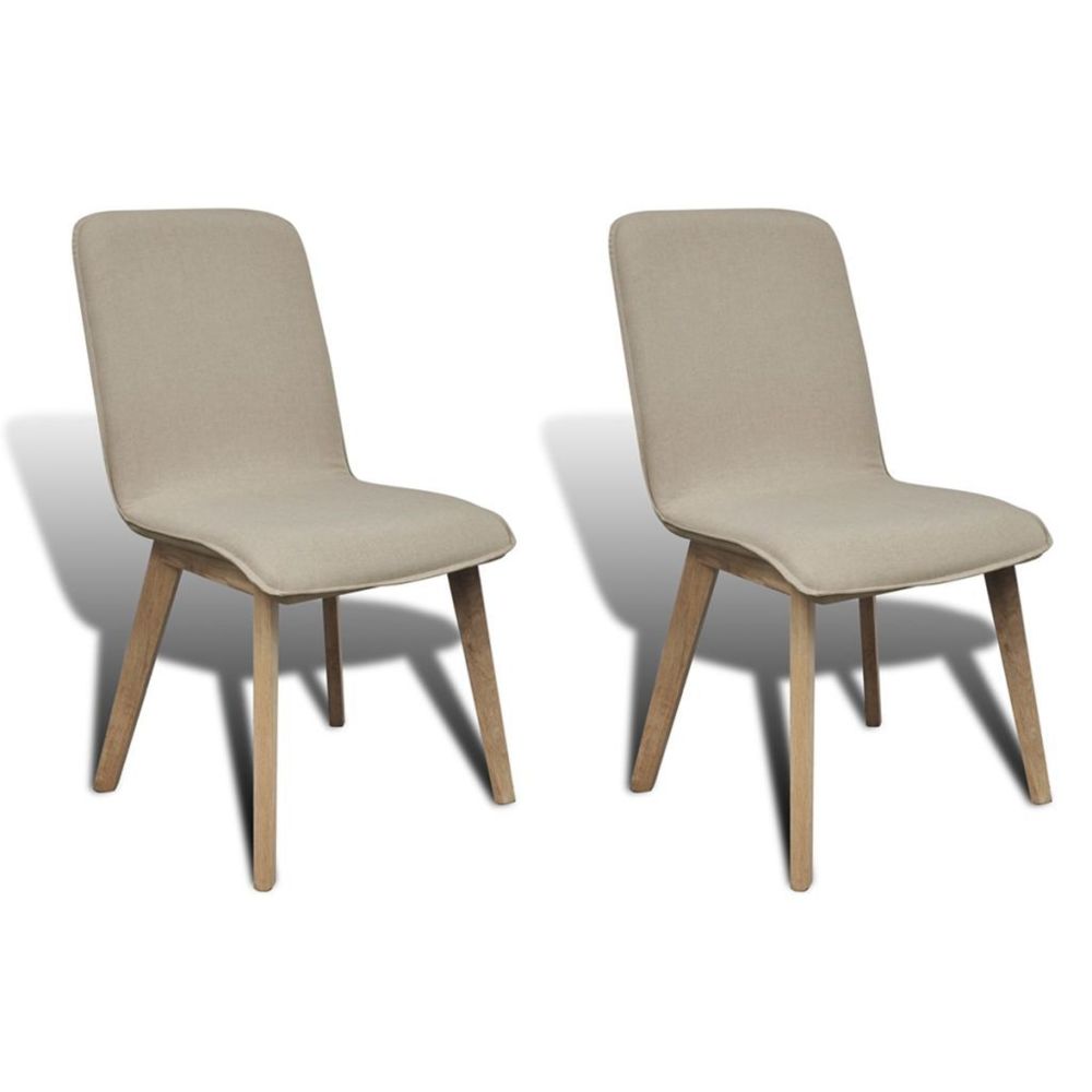 marque generique - Chic Fauteuils ligne Libreville Chaise de salle à manger 2 pcs avec cadre en chêne Tissu Beige - Chaises