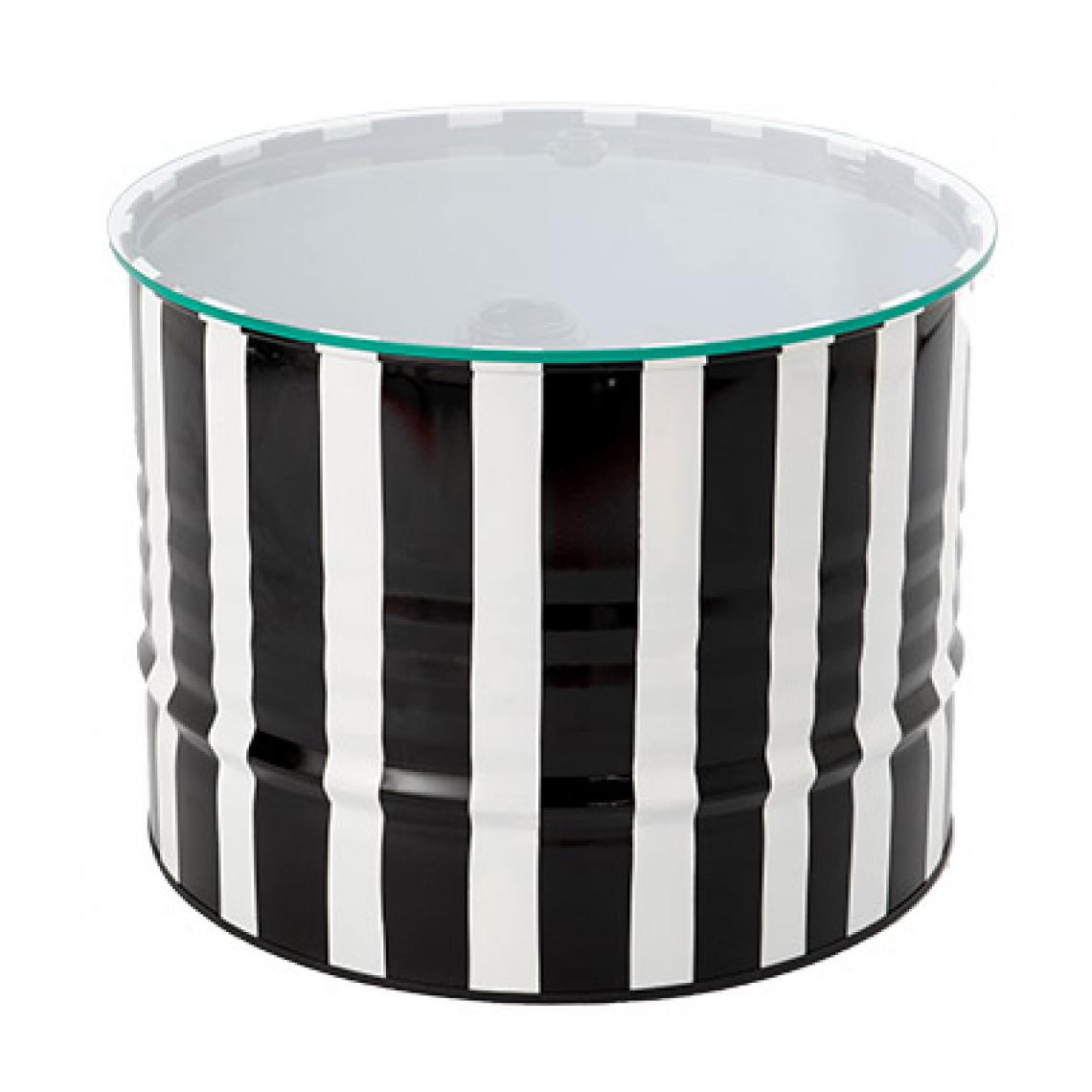 Amadeus - Table basse tonneau en verre et métal noir et blanc - TONNO - Tables basses