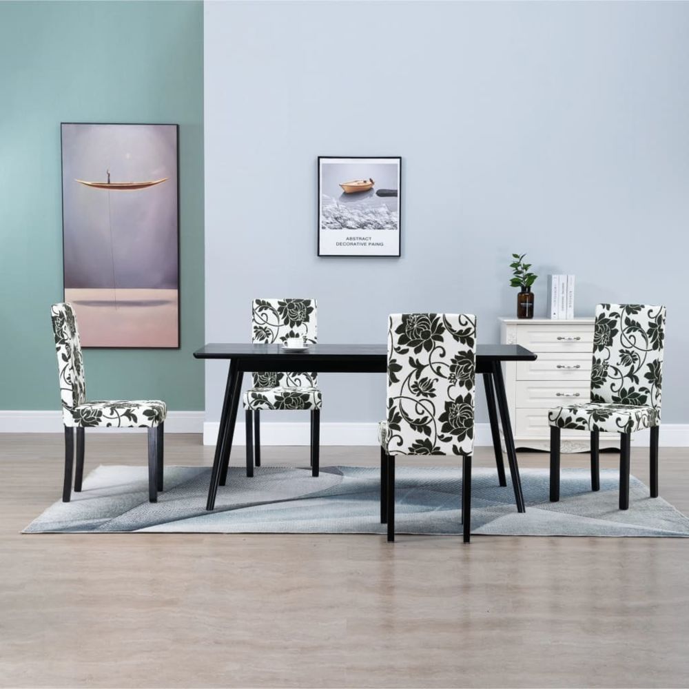 marque generique - Joli Fauteuils et chaises ensemble Saint-Domingue Chaises de salle à manger 4 pcs Noir Tissu - Chaises