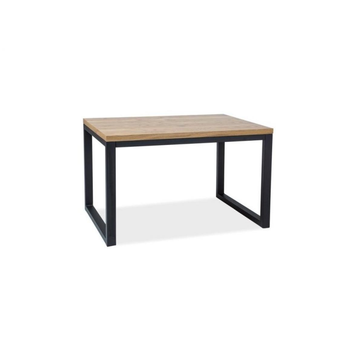 Hucoco - LORAD - Table moderne avec un plateau en bois |120X80x77 cm - Bois massif - Table fixe - Piètement métal - Chêne - Tables à manger