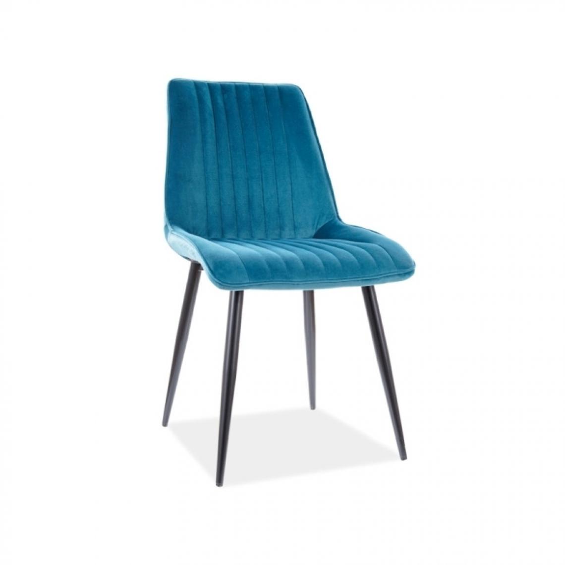 Ac-Deco - Chaise en velours - Kim - L 47 x P 42 x H 88 cm - Bleu - Chaises