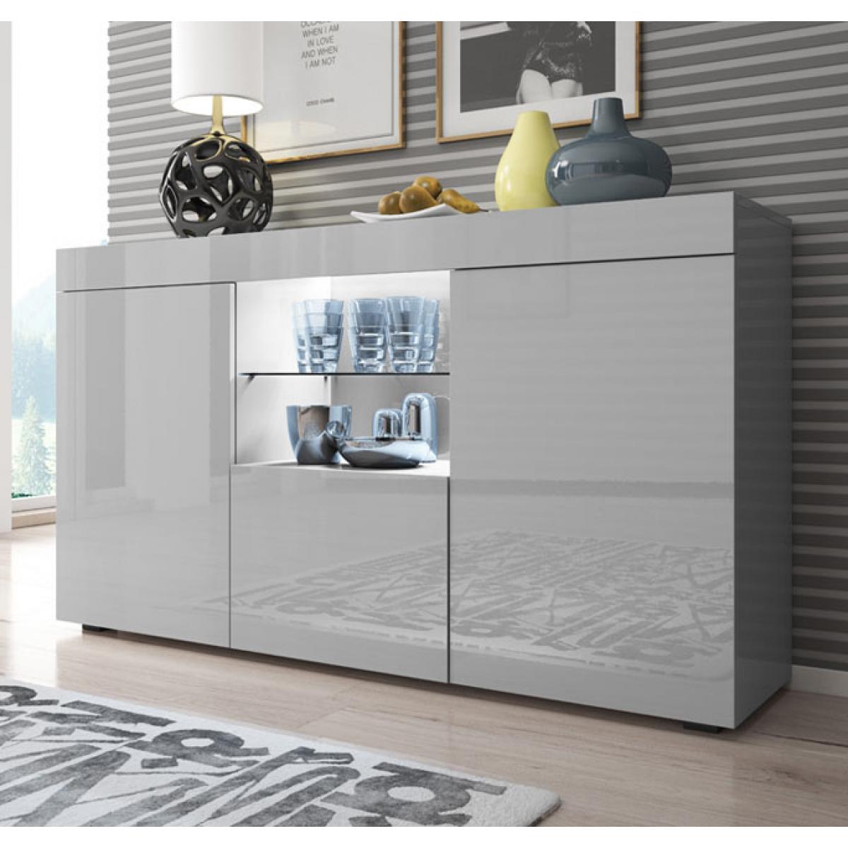 Design Ameublement - Buffet Bahut modèle Sefora couleur gris 135x70cm. - Buffets, chiffonniers