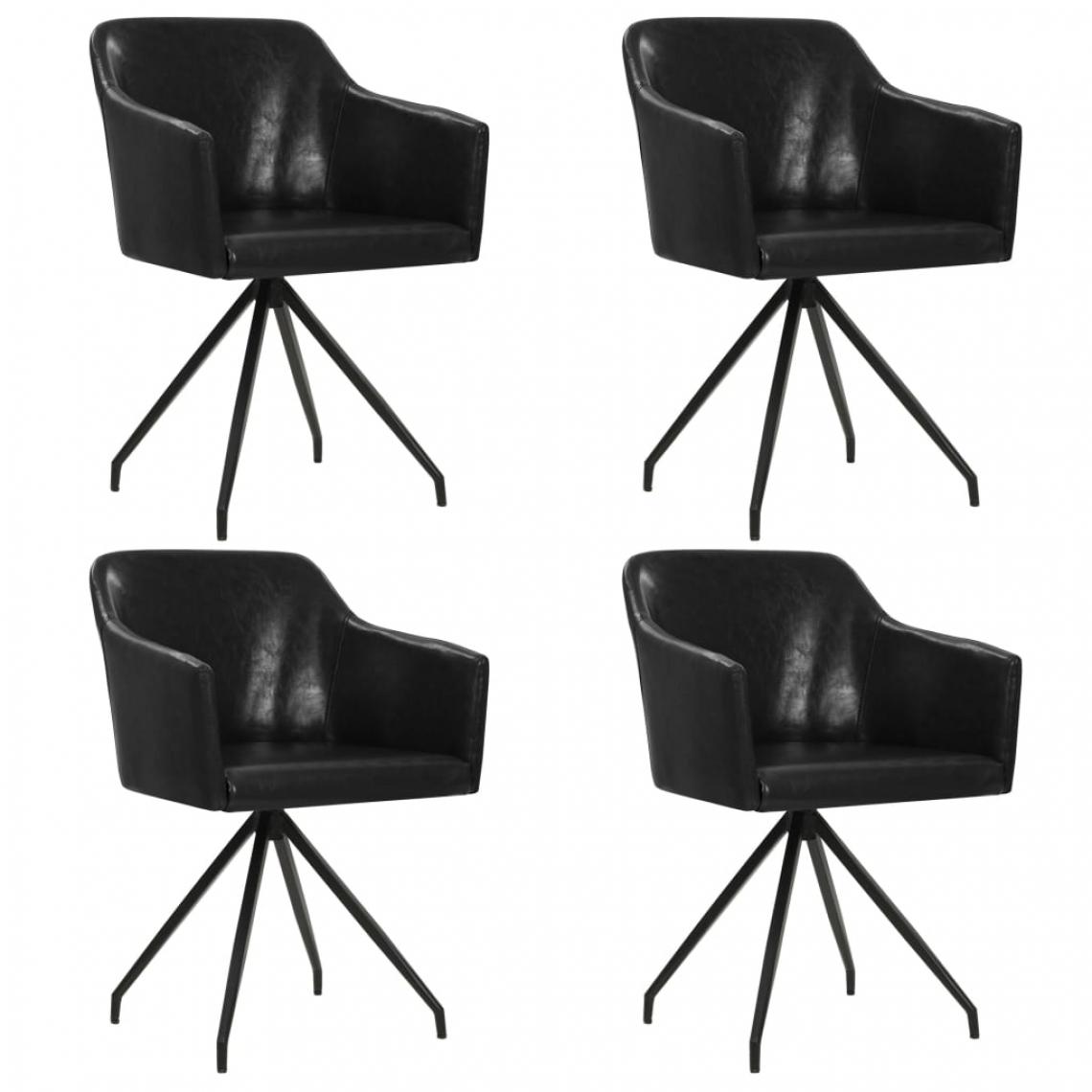 Chunhelife - Chaises pivotantes de salle à manger 4 pcs Noir Similicuir - Chaises