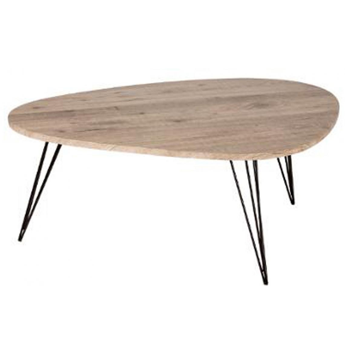Pegane - Table basse simple en MDF, PVC et fer coloris marron - Dim : L 112 x l 80 x H 40 cm - Tables basses