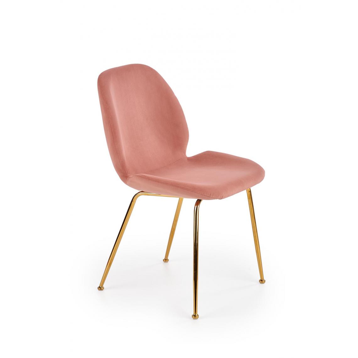 Hucoco - ANASTASIA - Chaise rembourrée style glamour salon/chambre - 88x58x48 - Pieds chromés - Meuble de salle à manger - Rose - Chaises