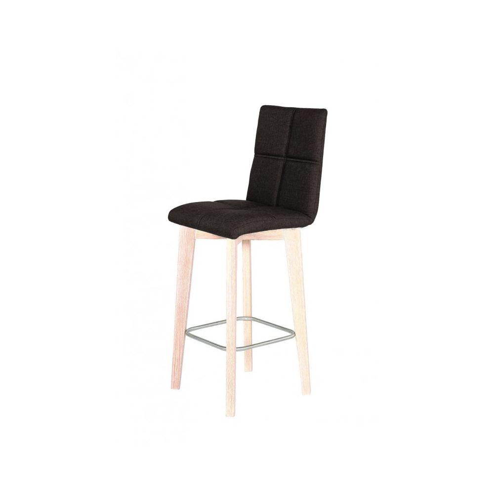 Meubletmoi - Chaise de bar scandinave en tissu marron et piètement en chêne - LEO - Tabourets