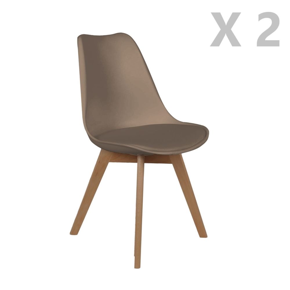 The Home Deco Factory - 2 Chaises design scandinaves rembourrées Cocooning - Taupe - Chaises