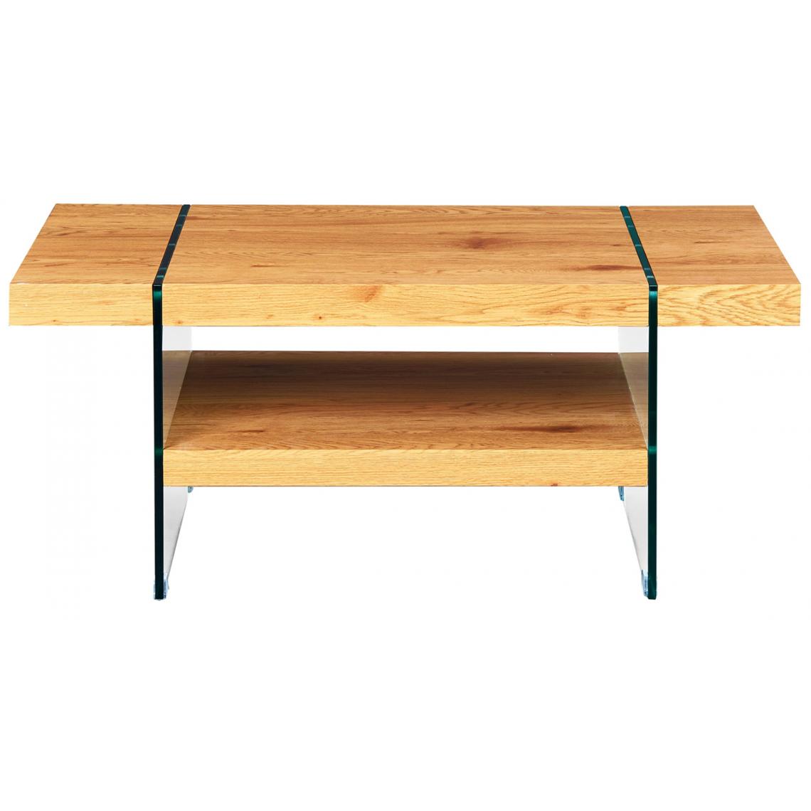 Pegane - Table basse en MDF avec rangement coloris naturel - Dim : L110 x H45.5 x P60 cm - Tables basses