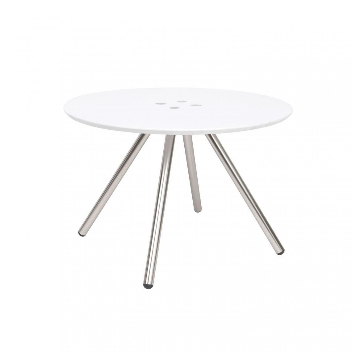 Leitmotiv - Table basse ronde Sliced - 4 pieds chromés - Diamètre 60 cm x Hauteur 40 cm - Blanc - Tables basses