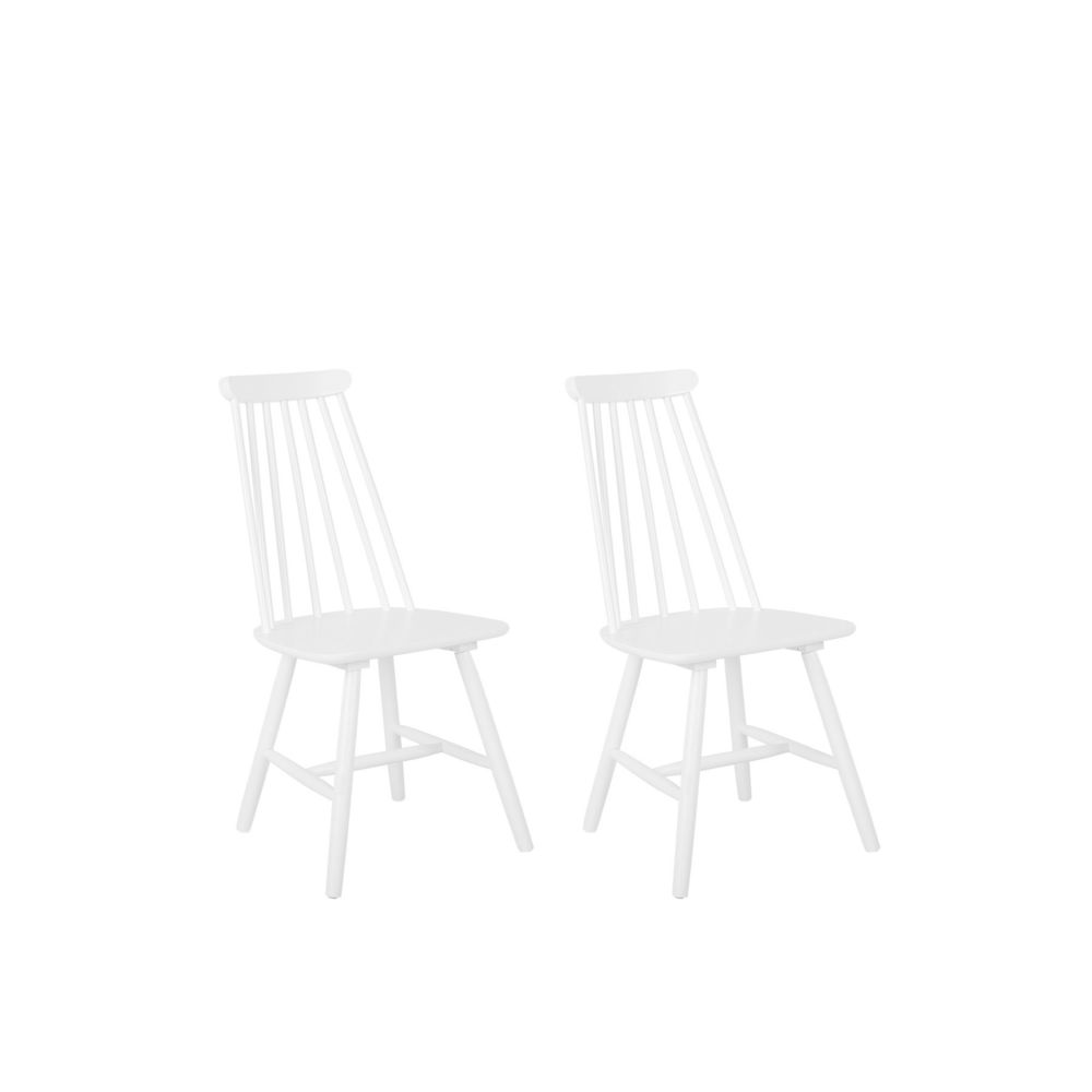 Beliani - Beliani Lot de 2 chaises blanches en bois BURBANK - blanc - Chaises