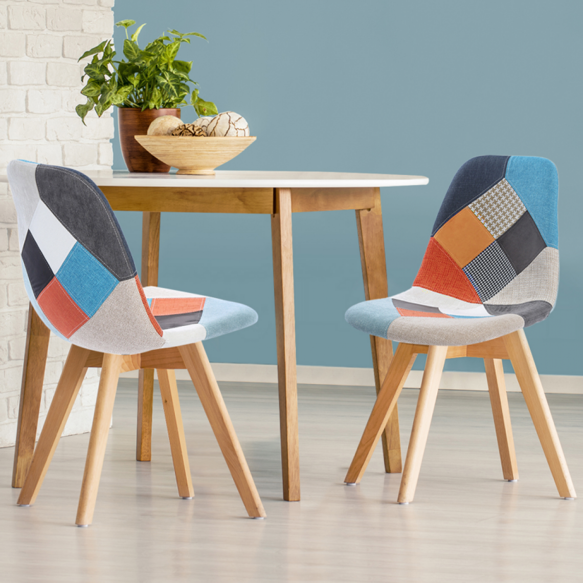 Idmarket - Lot de 2 chaises SARA motifs patchworks multi-couleurs - Chaises
