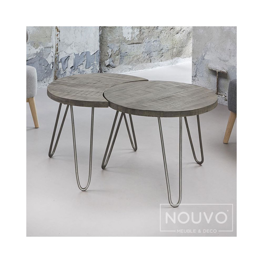 Nouvomeuble - Petite table basse ronde couleur bois RAEN - Tables basses