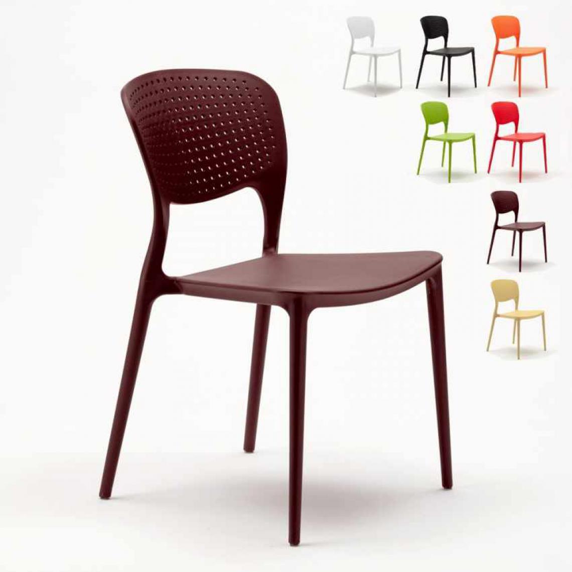 Ahd Amazing Home Design - Lot de 20 chaises en polypropylène colorées empilables bar restaurant glacier Garden Giulietta, Couleur: Marron - Chaises