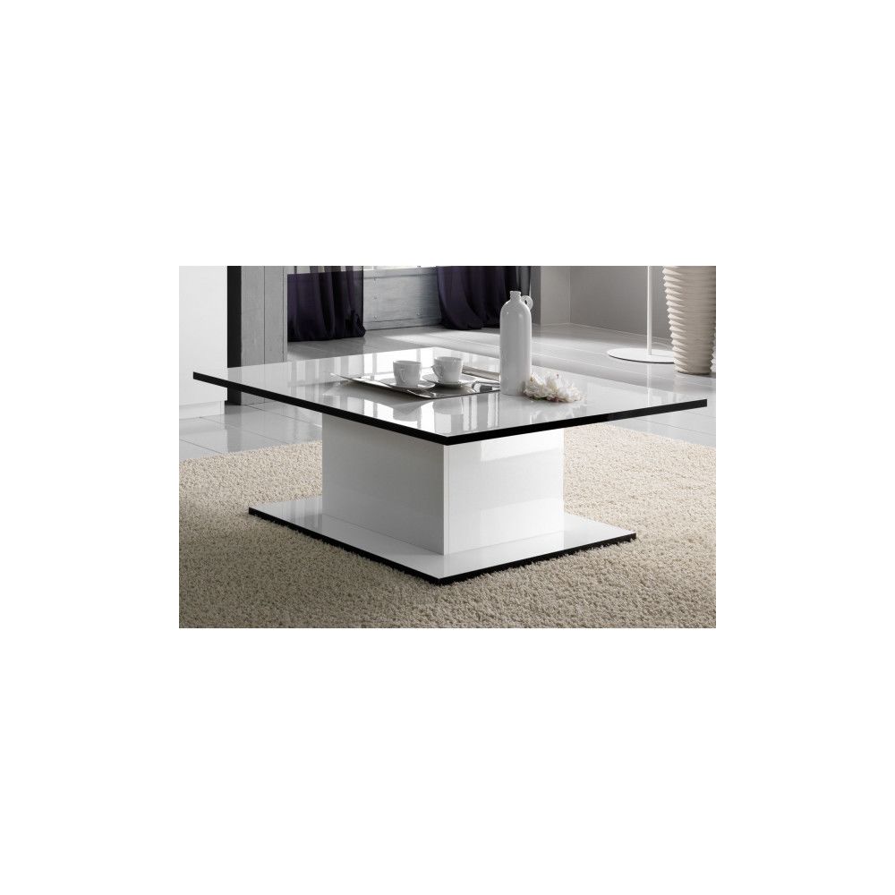 Dansmamaison - Table basse rectangulaire laquée Blanc - CROSS - L 110 x l 60 x H 43 cm - Tables basses