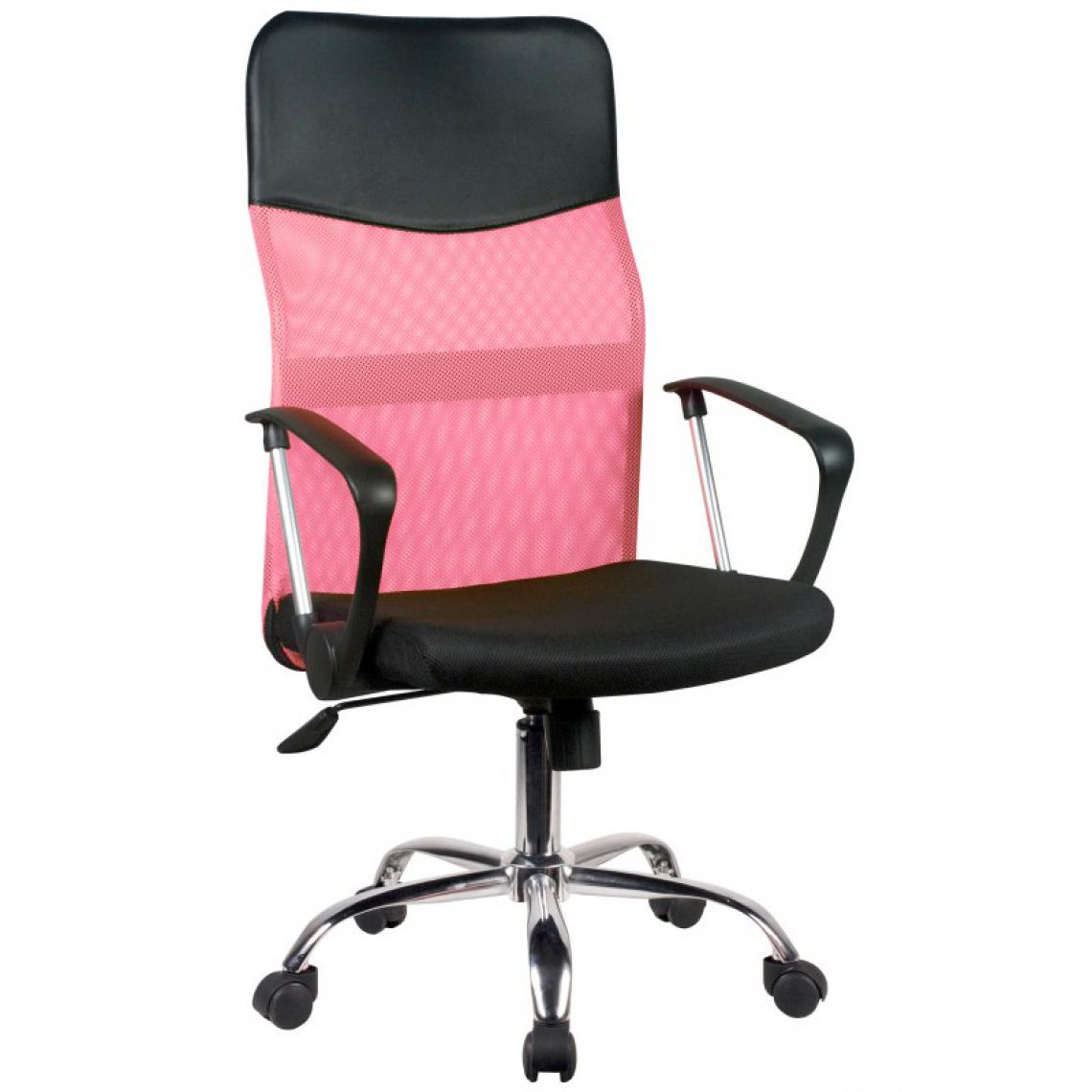 Hucoco - TANJE - Chaise de bureau pivotante - Hauteur ajustable 105-115cm - Fauteuil pivotant - Dossier ergonomique en Mesh - Rose - Chaises