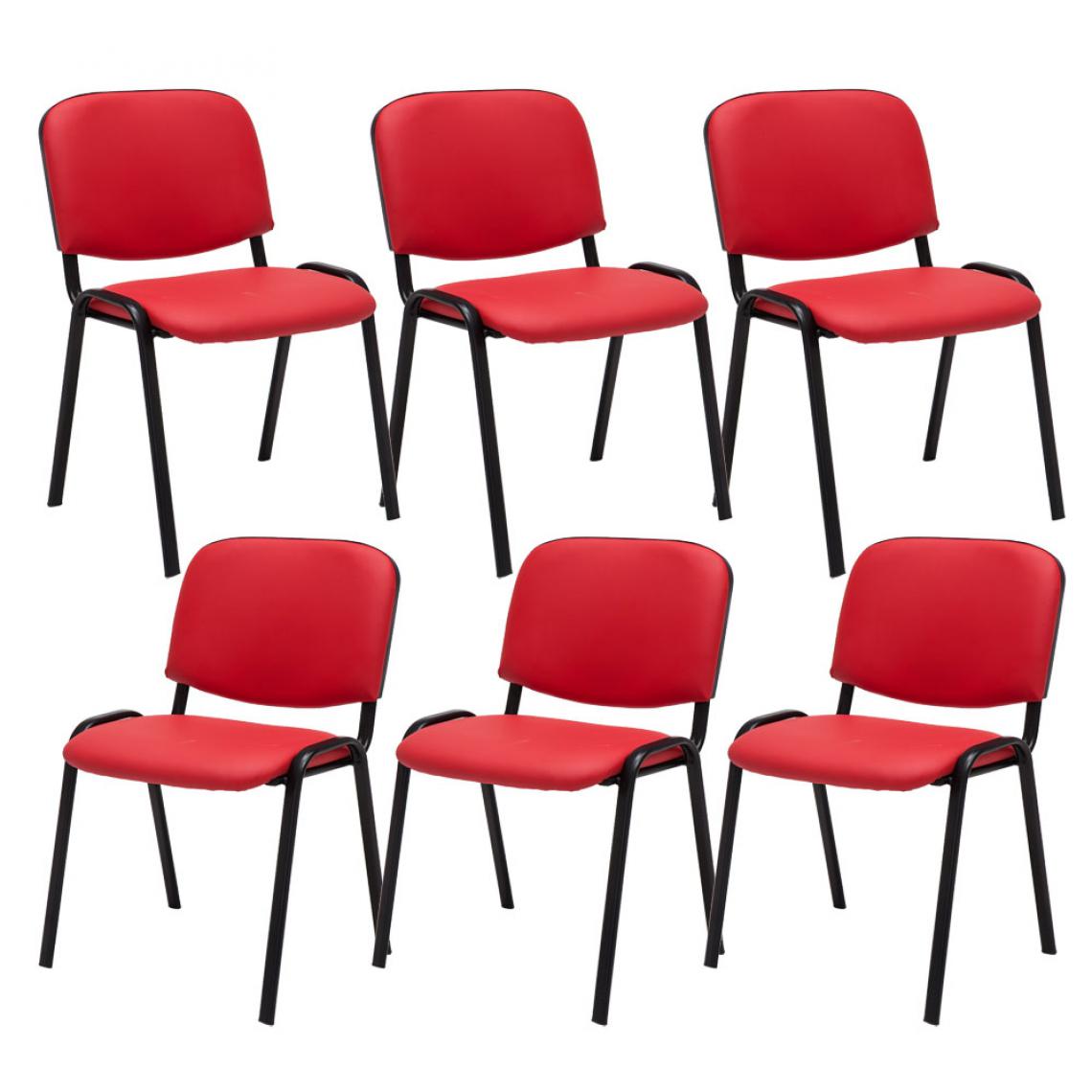 Icaverne - sublime Lot de 6 chaises visiteurs edition Bamako en cuir artificiel couleur rouge - Chaises