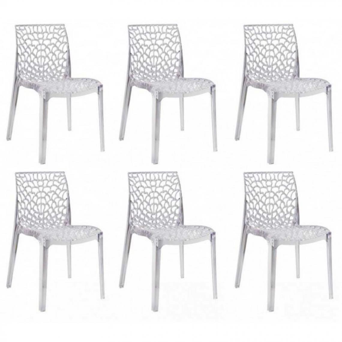 Meubletmoi - Lot 6 chaises ajourées empilables Transparentes - GRUYER - Chaises
