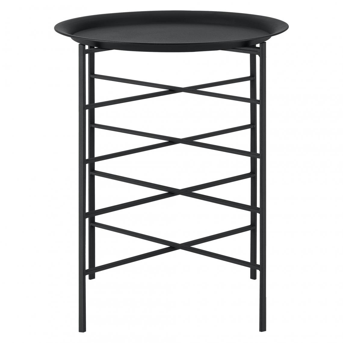 Helloshop26 - Table basse design plateau amovible rangement meuble de salon métal 52 cm noir 03_0006158 - Tables basses