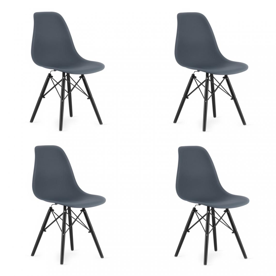 Hucoco - OSATA - Lot de 4 chaises en PP style moderne salon/cuisine - 81x54x46 cm - Chaise de salle à manger - Gris - Chaises