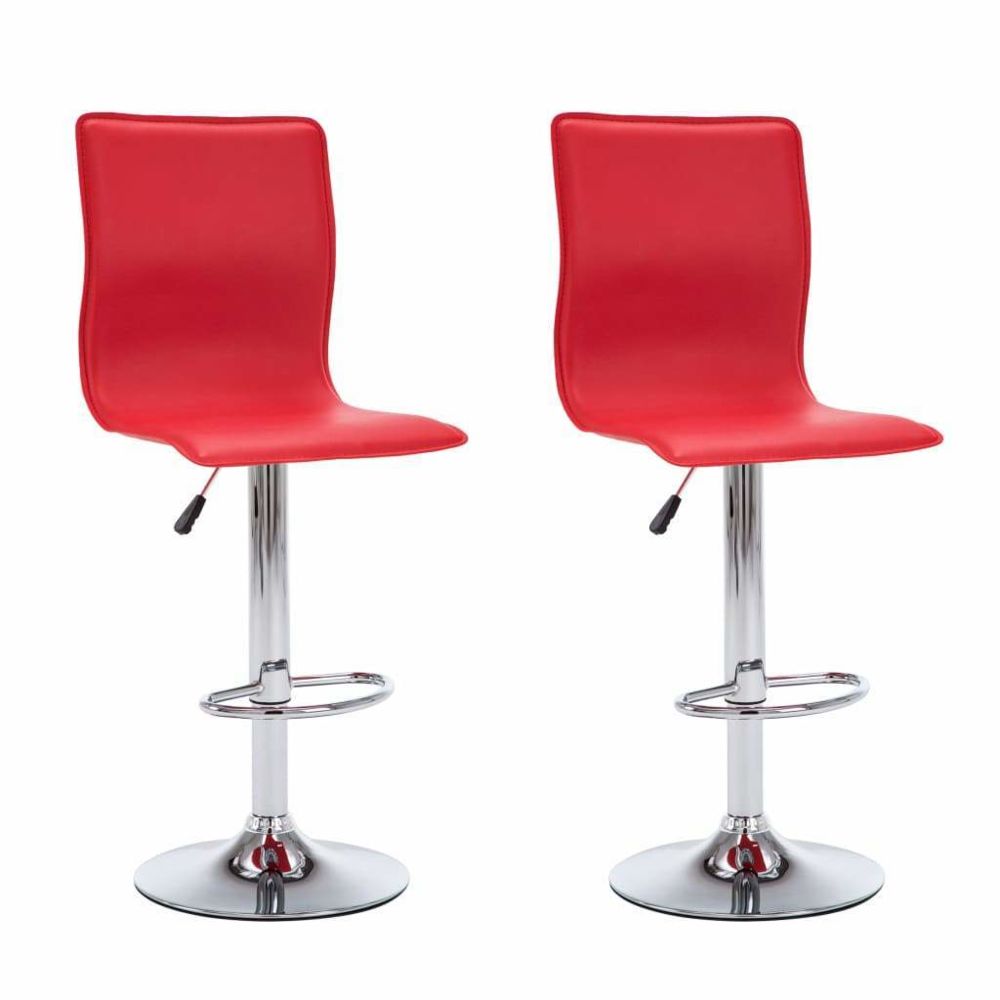 Helloshop26 - Lot de deux tabourets de bar design chaise siège similicuir rouge 1202086 - Tabourets
