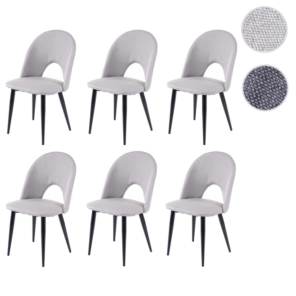 Mendler - 6x chaise de salle à manger HWC-D73, fauteuil, tissu ~ gris - Chaises
