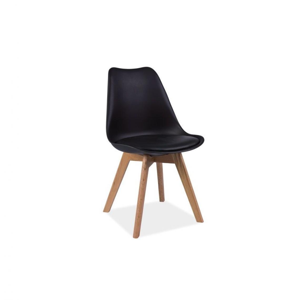 Ac-Deco - Chaise - Kris - 49 x 41 x 83 cm - Cadre en bois couleur chêne - Noir - Chaises