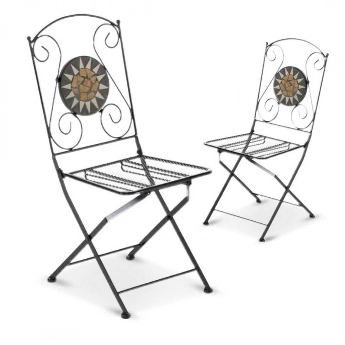 Webmarketpoint - Chaise pliante pliable en fer et mosaïque pour extérieur MUSA 2 pcs - Chaises