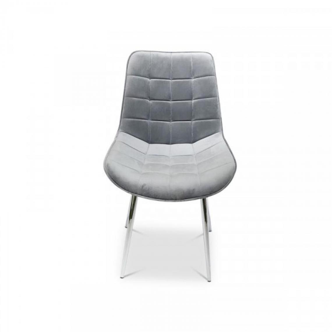 Dansmamaison - Chaise en tissu velours Gris - FATOU - L 53 x l 54 x H 85 cm - Chaises