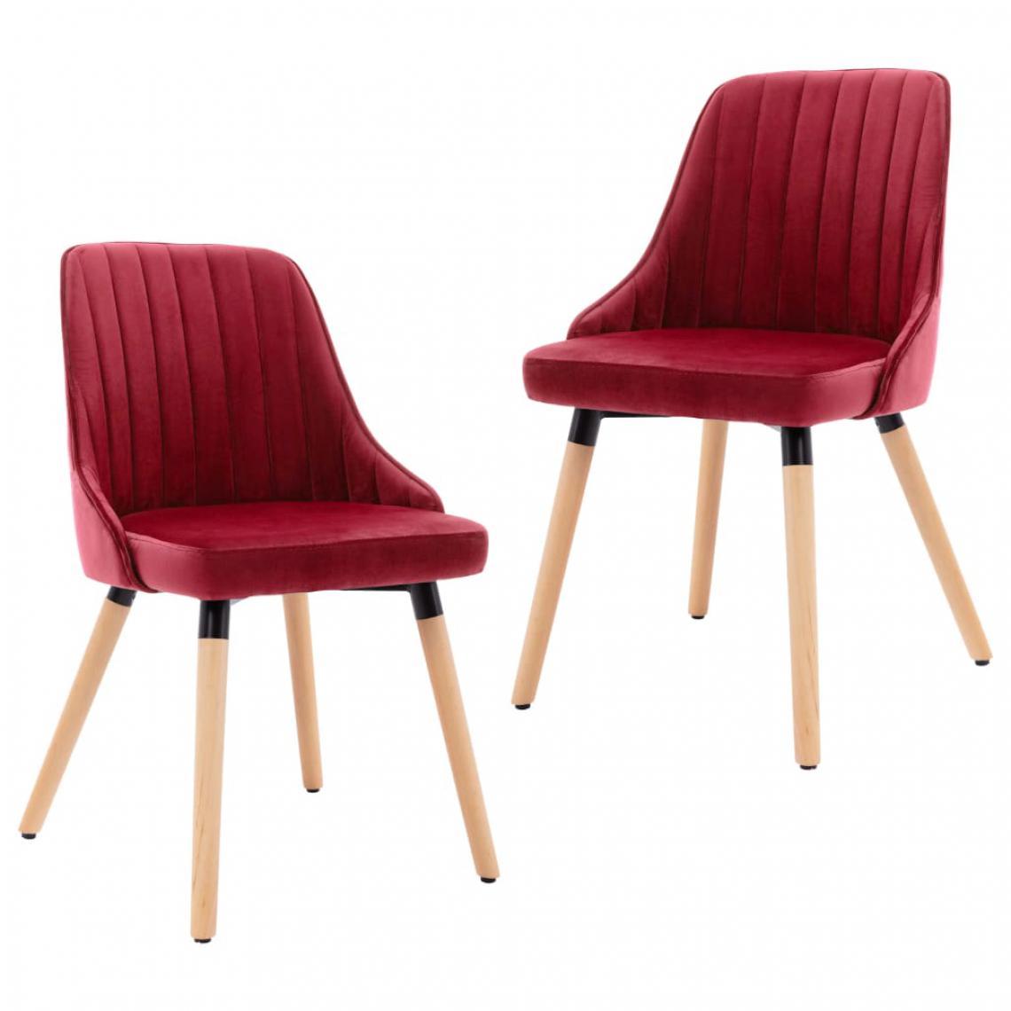 Icaverne - Splendide Fauteuils et chaises serie Dili Chaises de salle à manger 2 pcs Rouge bordeaux Velours - Chaises