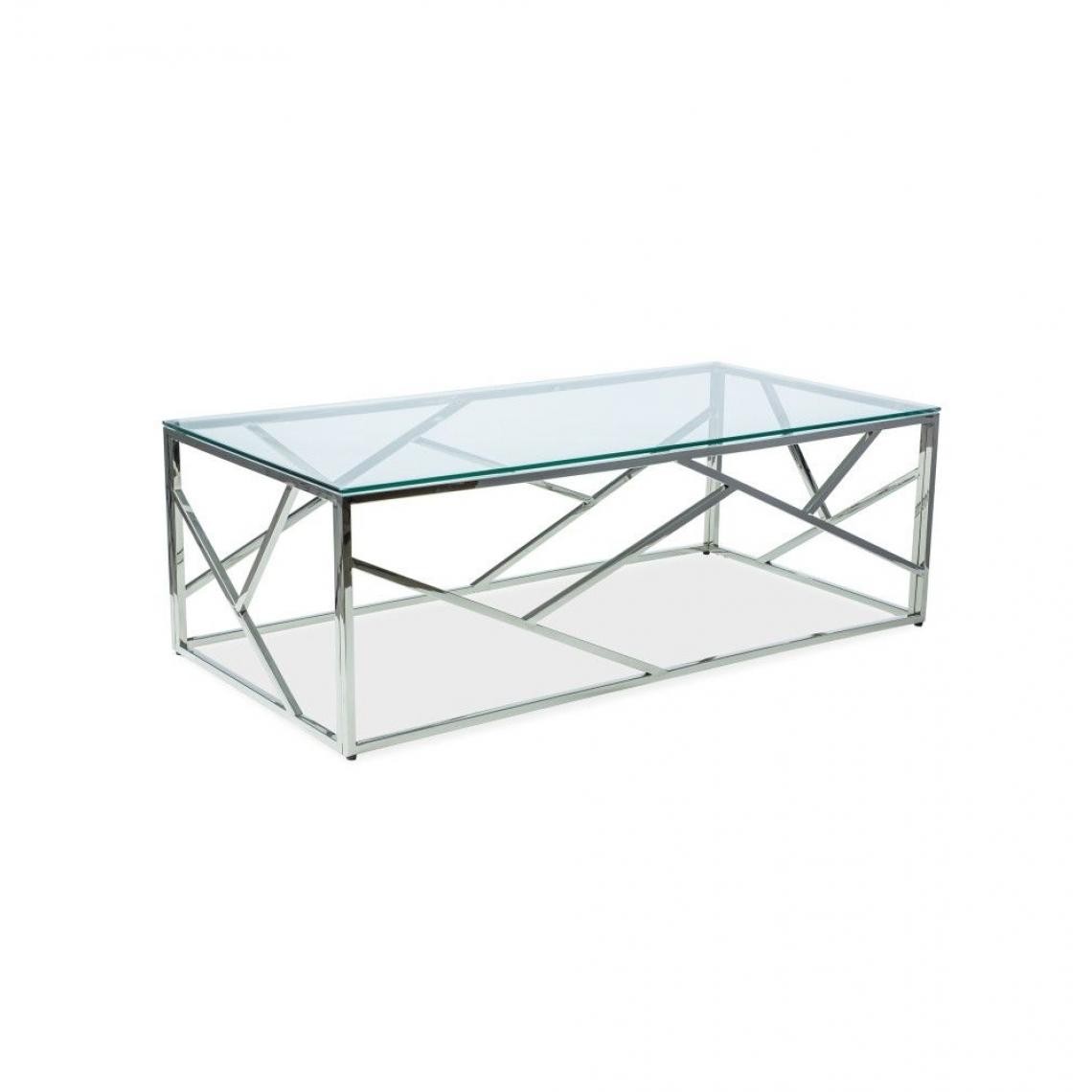 Ac-Deco - Table basse graphique - Escada - 120 x 60 x 40 cm - Chromé - Tables basses