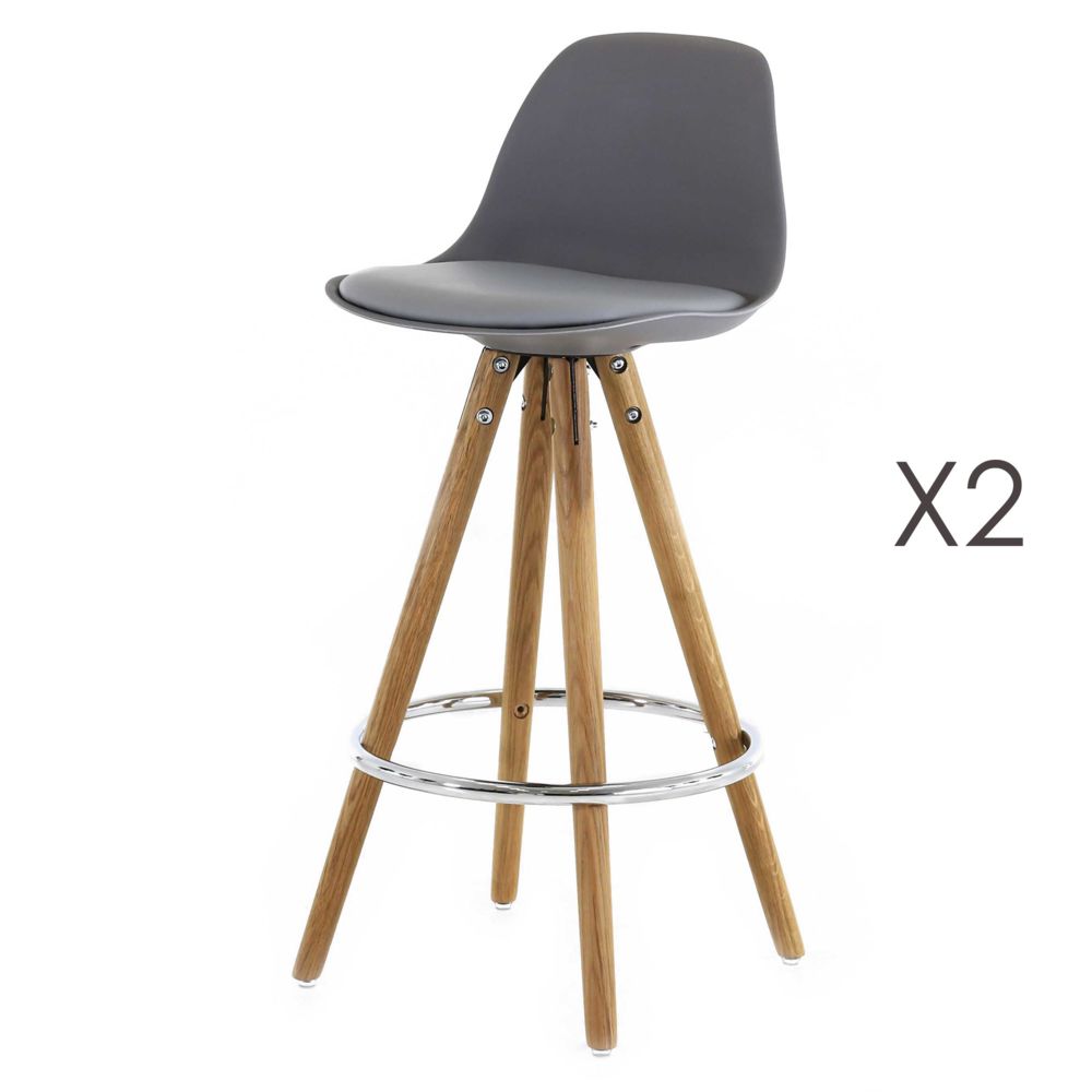 marque generique - Lot de 2 chaises de bar coloris gris - LUCIE - Chaises