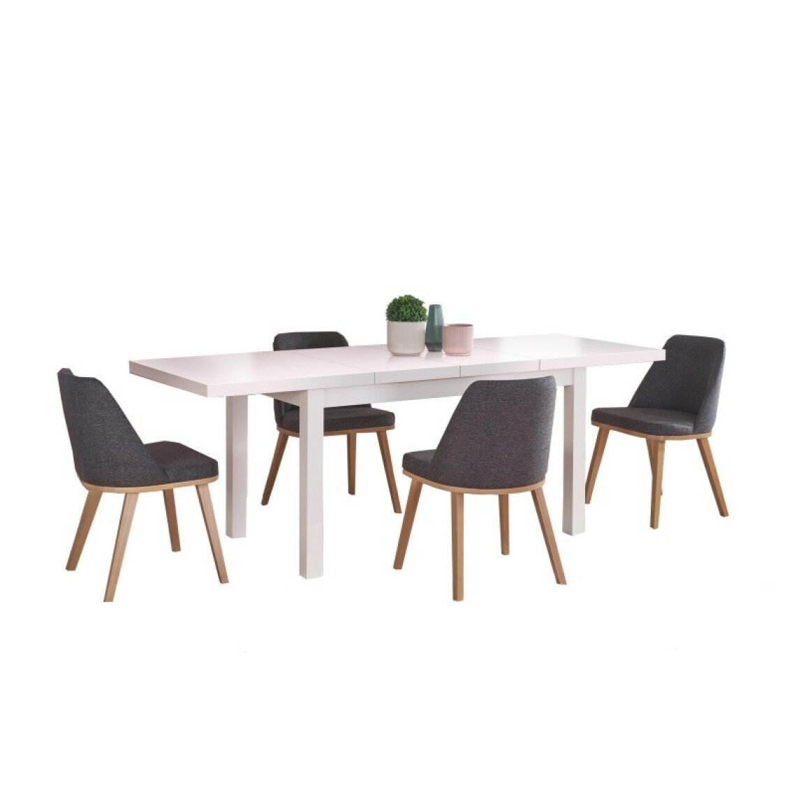 Carellia - Table à manger extensible 140-220 cm x 80 cm x 79 cm - Blanc - Tables à manger
