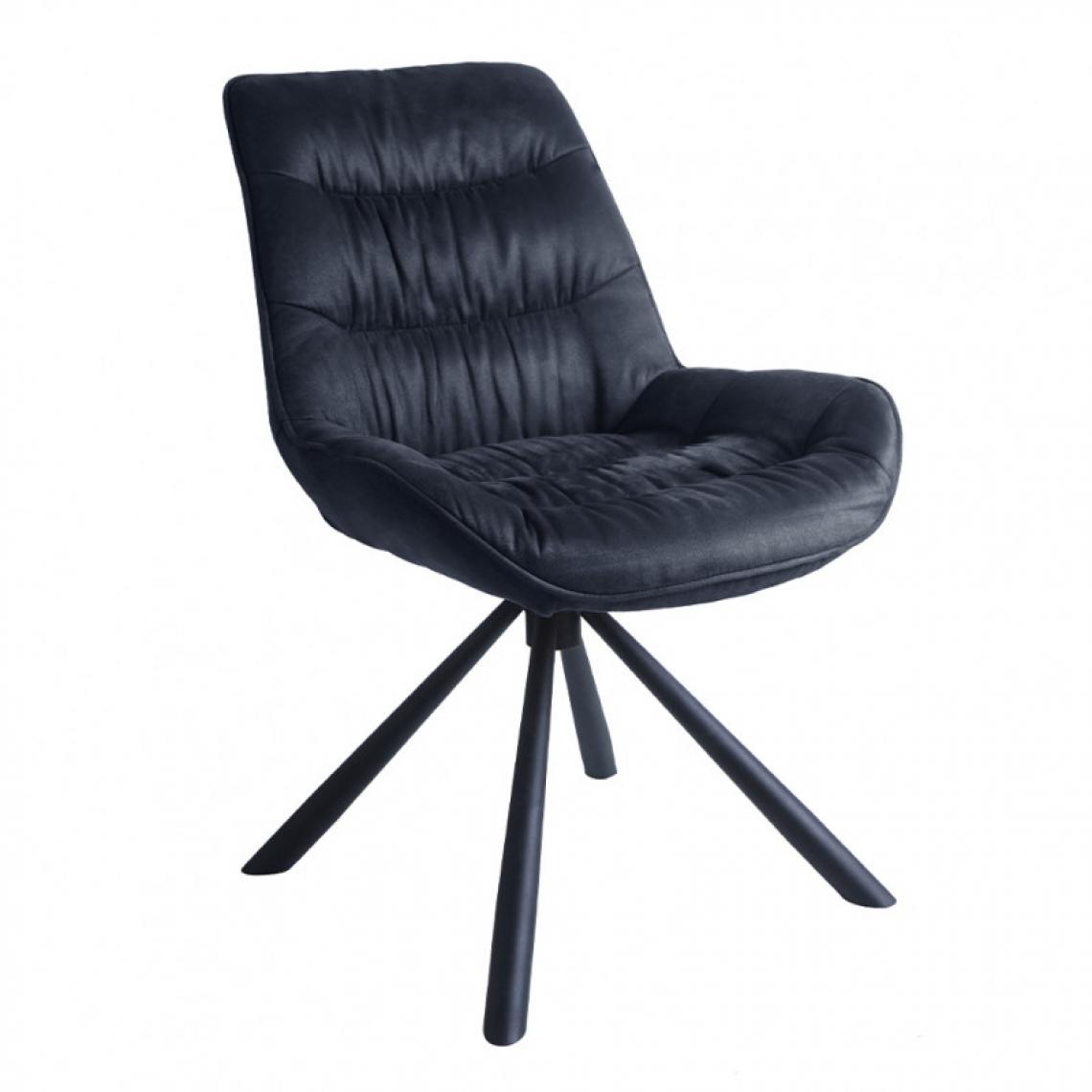 Meubletmoi - Chaise rotative en velours gris anthracite et piètement métal - BONNIE - Chaises