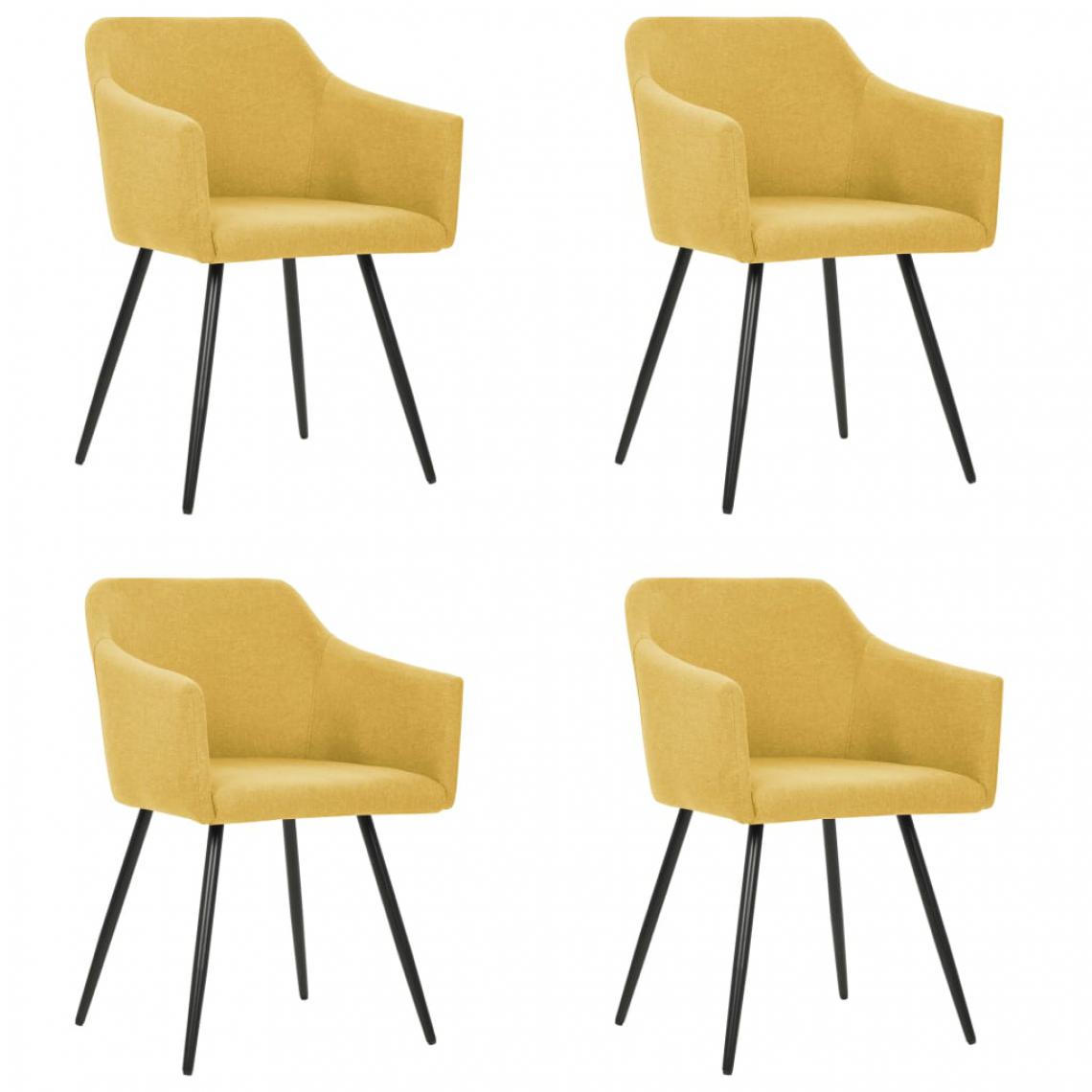 Icaverne - Moderne Fauteuils et chaises serie Madrid Chaises de salle à manger 4 pcs Jaune Tissu - Chaises