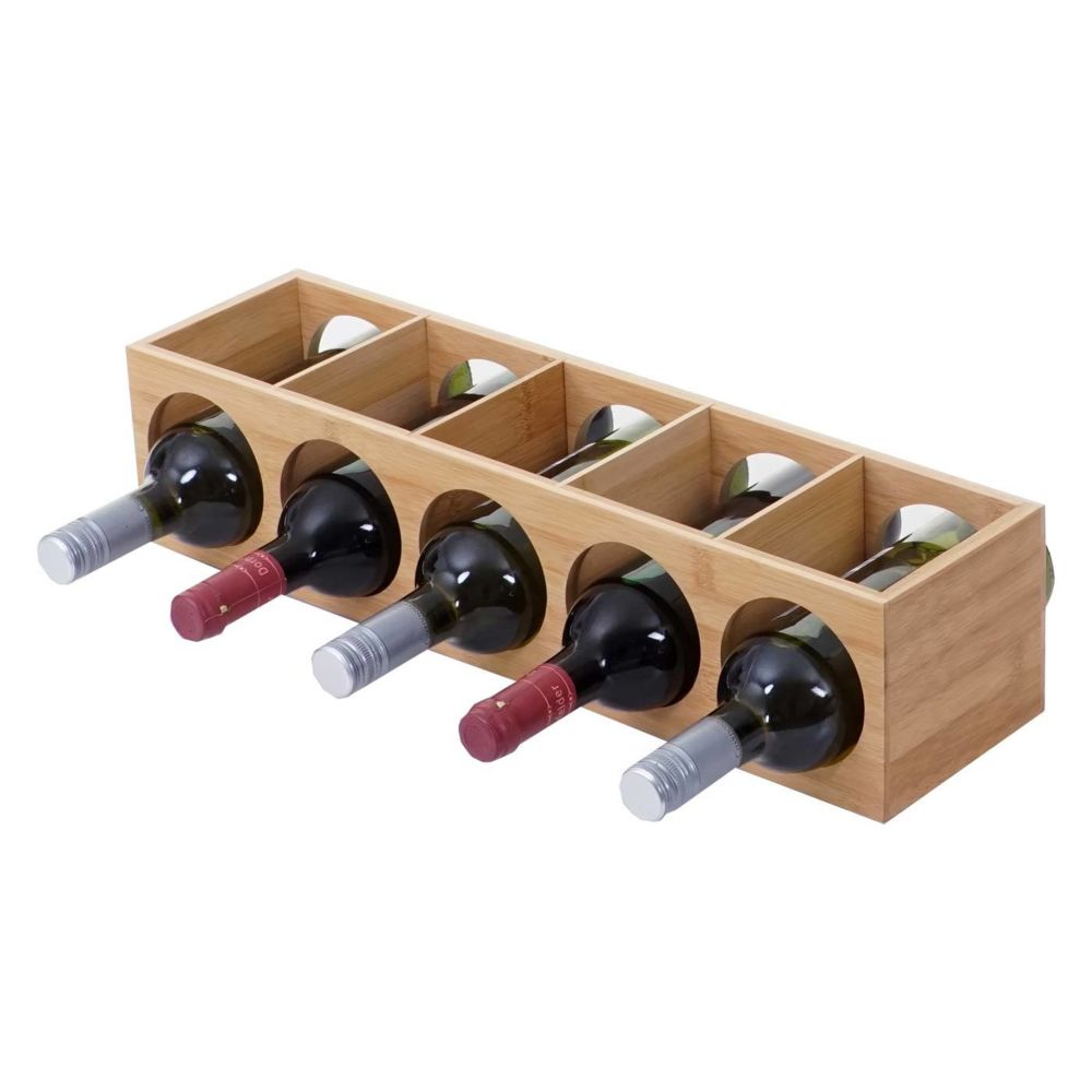 Mendler - Étagère à vin HWC-B89, porte-bouteilles, bambou, 53x14x13cm ~ 1 pièce - Etagères