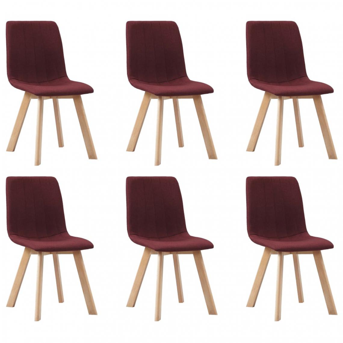 Chunhelife - Chaises de salle à manger 6 pcs Rouge bordeaux Tissu - Chaises
