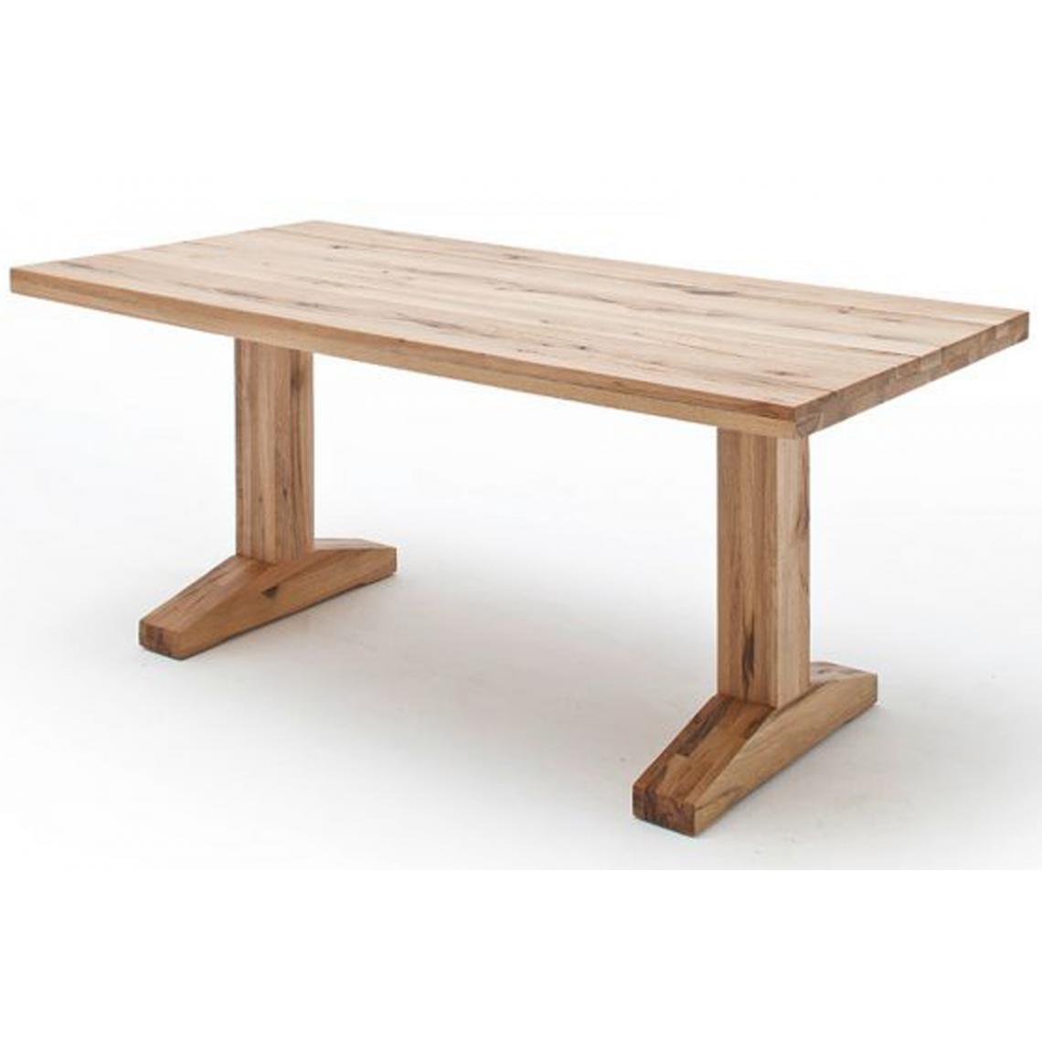 Pegane - Table à manger en chêne sauvage, laqué mat massif - L.220 x H.76 x P.100 cm - Tables à manger