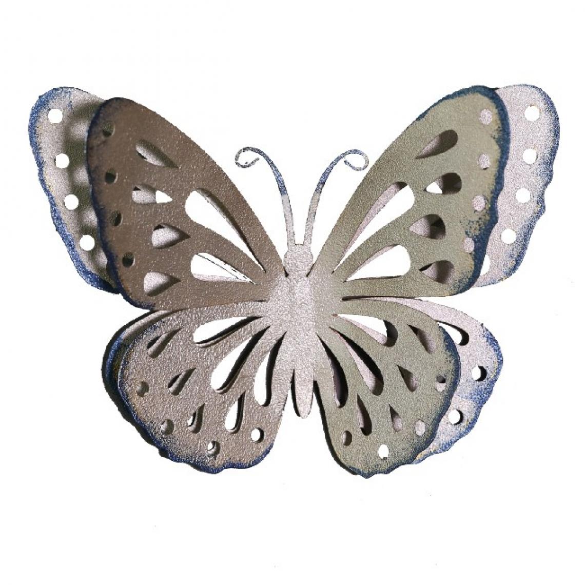 Homemania - HOMEMANIA Décoration métallique 3D Solo Mariposa - Argent, bleu - 29 x 6 x 22 cm - Objets déco