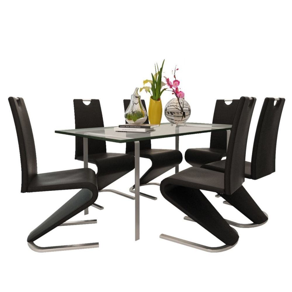 Vidaxl - Chaise de salle à manger 6pcs Cantilever Cuir synthétique Noir | Noir - Chaises